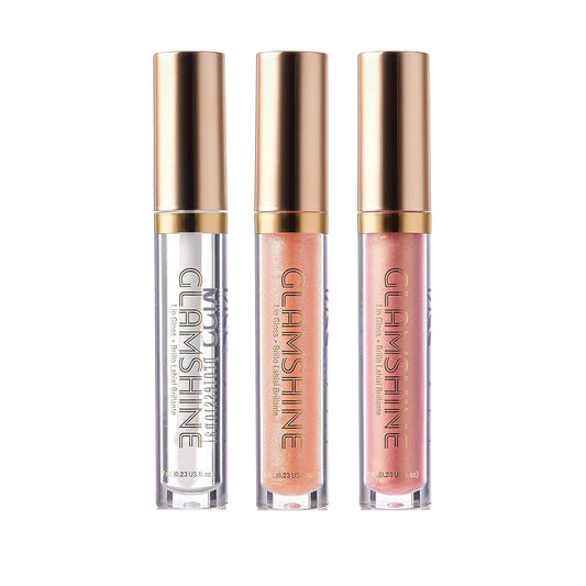 Glam Shine Vita Lip Gloss (3 PACK, Clear, Virgin, Sunset)