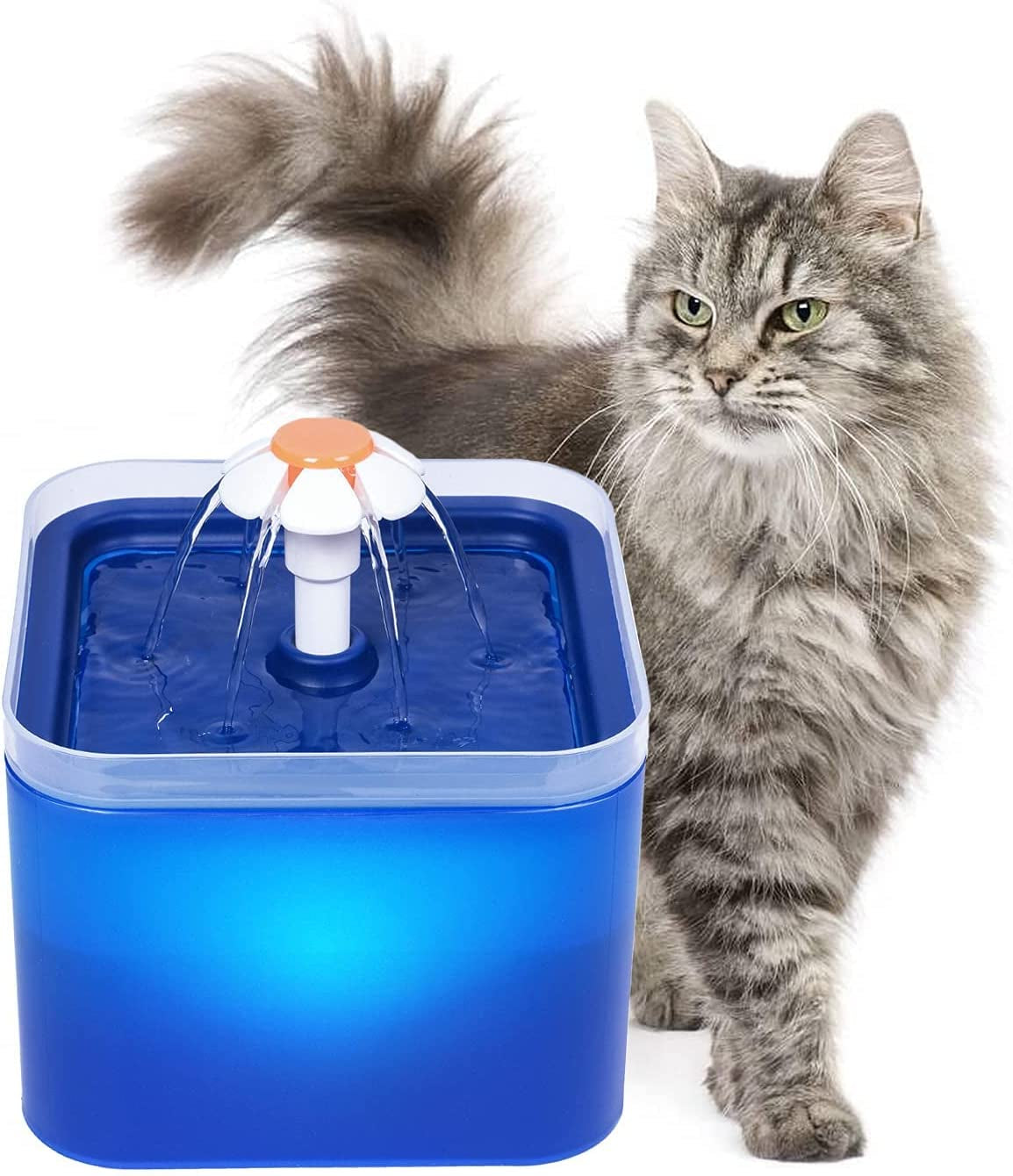 67Oz/2.0L LED Pet Fountain，Automatic Cat Water Fountain Dog Water Dispenser for Cats，Dogs，Other Pets (Blue)