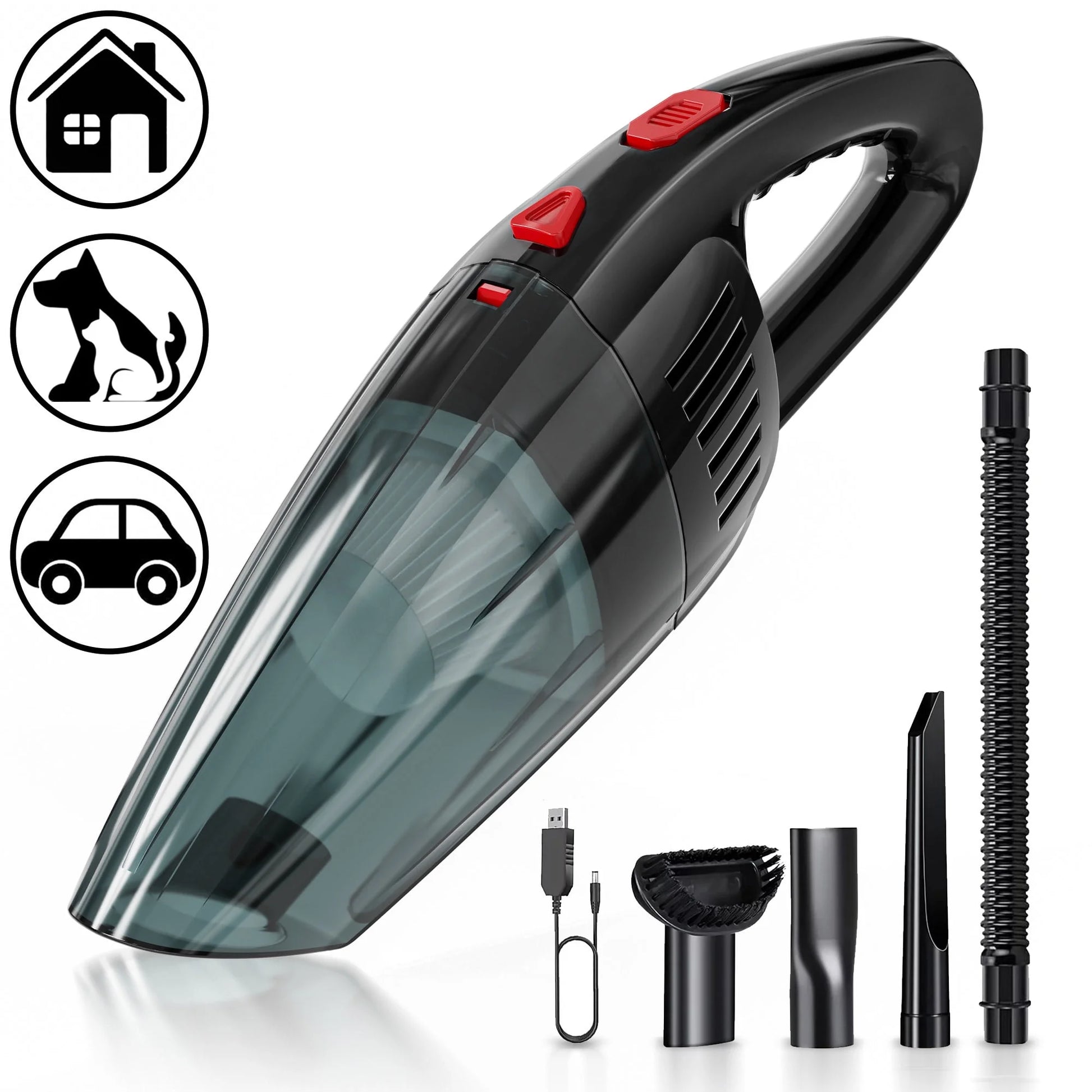 Handheld Vacuum Cordless, Portable Car Vacuum Cleaner Cordless Strong Suction, Mini Wet/Dry Hand Vacuum Cleaner for Car Multi-Surface, New, Black