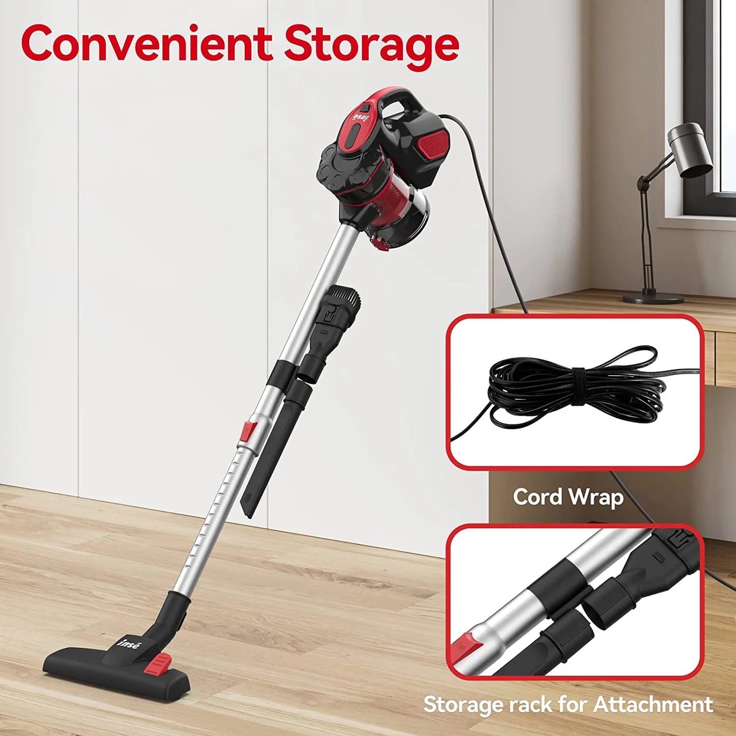 Corded Vacuum Cleaner, 3 in 1 Stick Vacuum with 18Kpa Powerful Suction 600W Motor, Lightweight Handheld Vacuum for Pet Hair Hard Floor Home