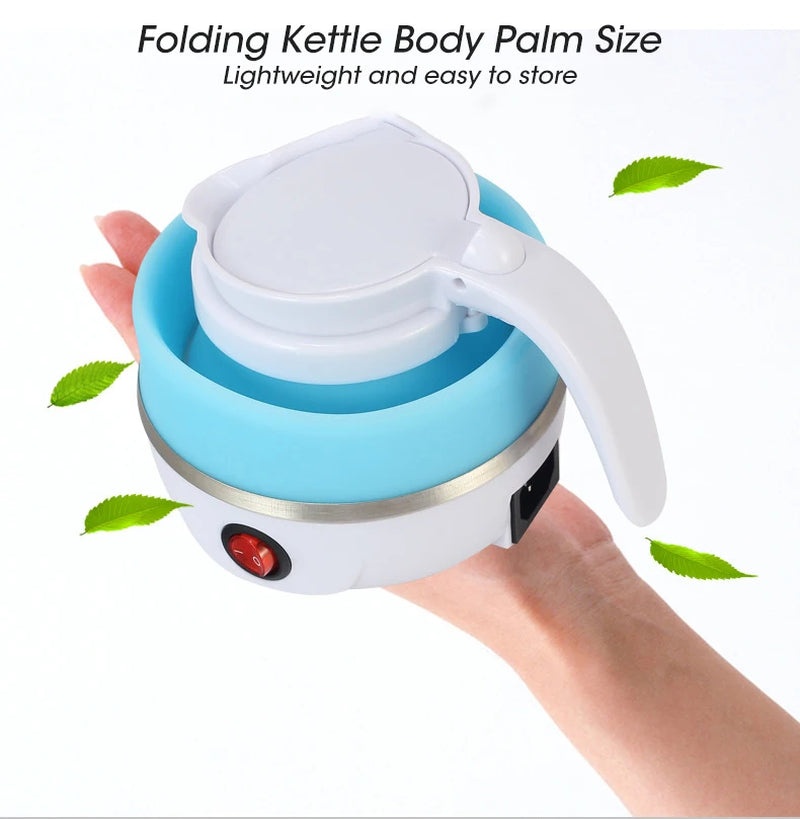 0.6L Mini Folding Kettle Portable Water Heater 600W Silicone Compression Electric Kettle Home Kettle Easy to Travel With