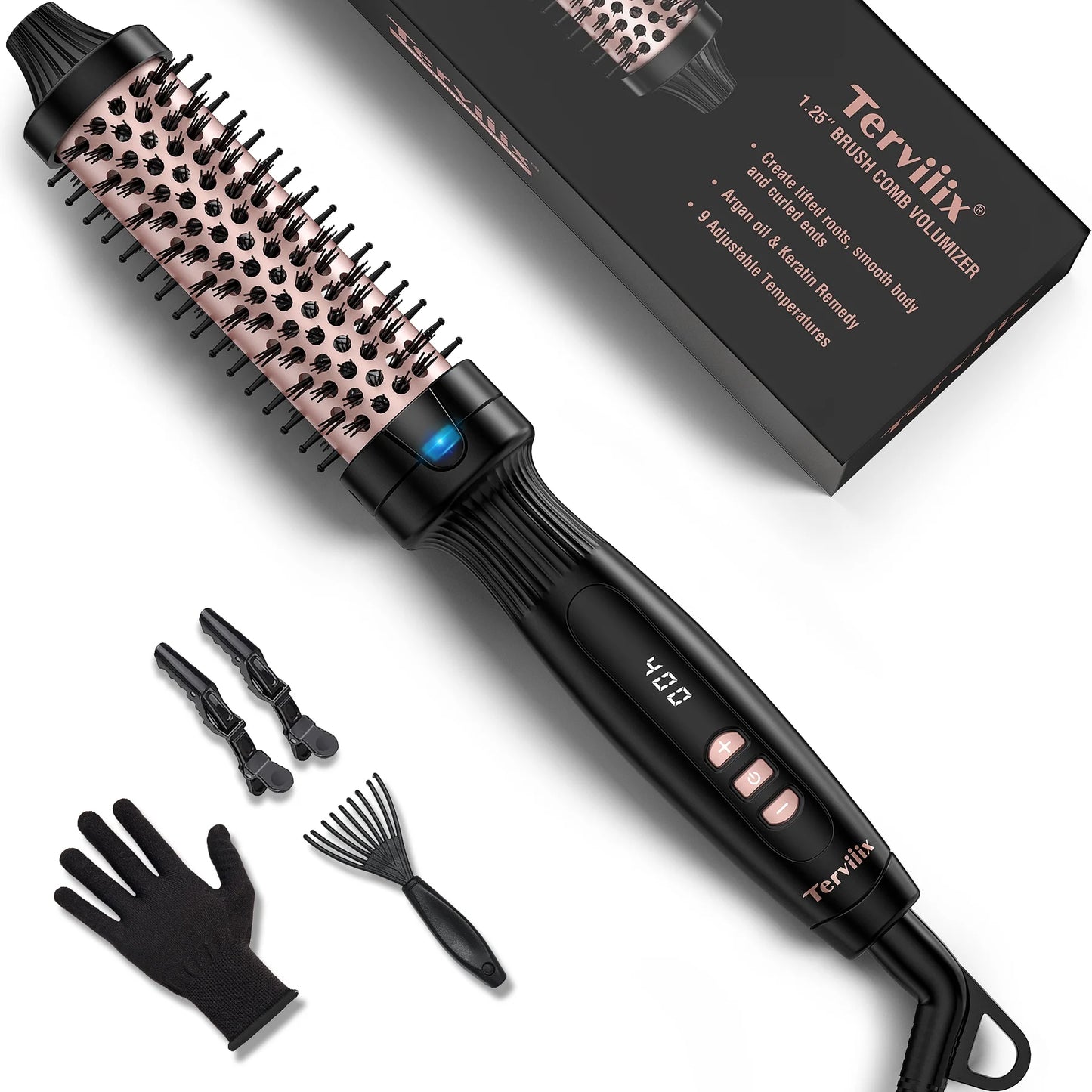 1.25" Thermal Brush, Ceramic Tourmaline Ionic Hair Curling Wand