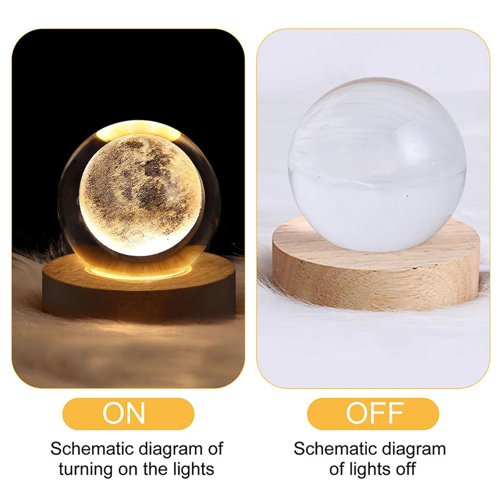 Crystal Ball Night Lights Glowing Planet Galaxy Astronaut 3D Moon Table Lamp USB Atmosphere Lamp Tabletop Decorations Kid Gifts