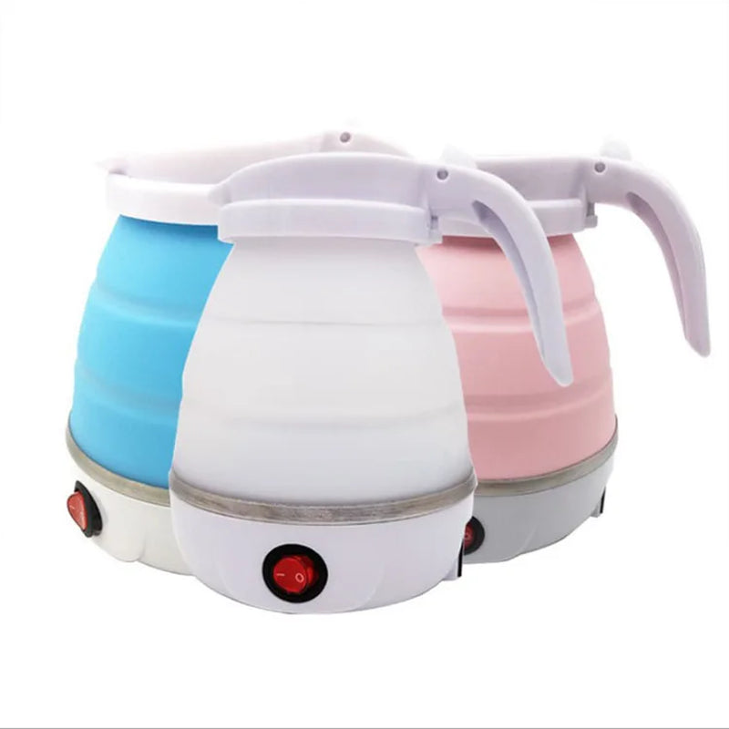 0.6L Mini Folding Kettle Portable Water Heater 600W Silicone Compression Electric Kettle Home Kettle Easy to Travel With