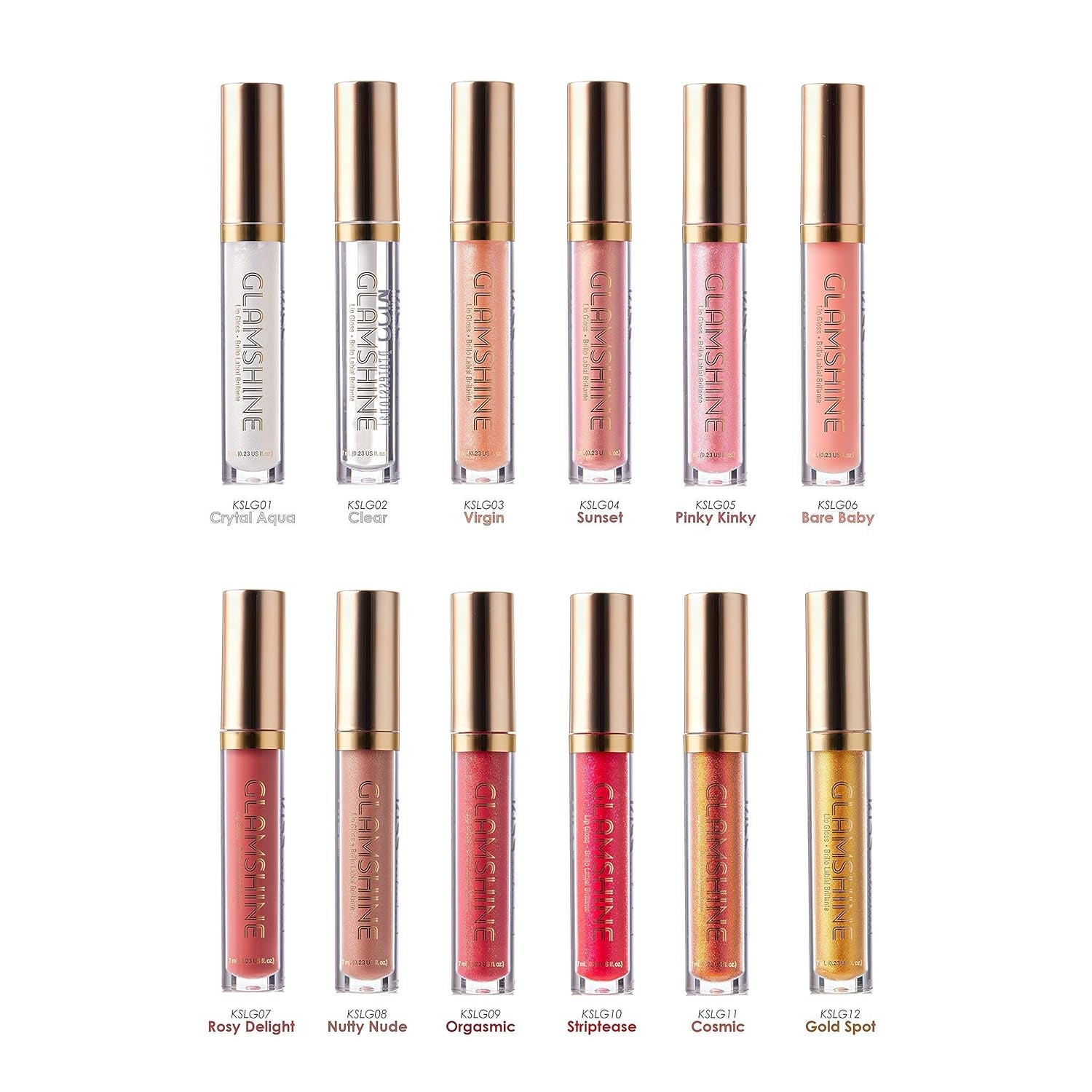 Glam Shine Vita Lip Gloss (3 PACK, Clear, Virgin, Sunset)