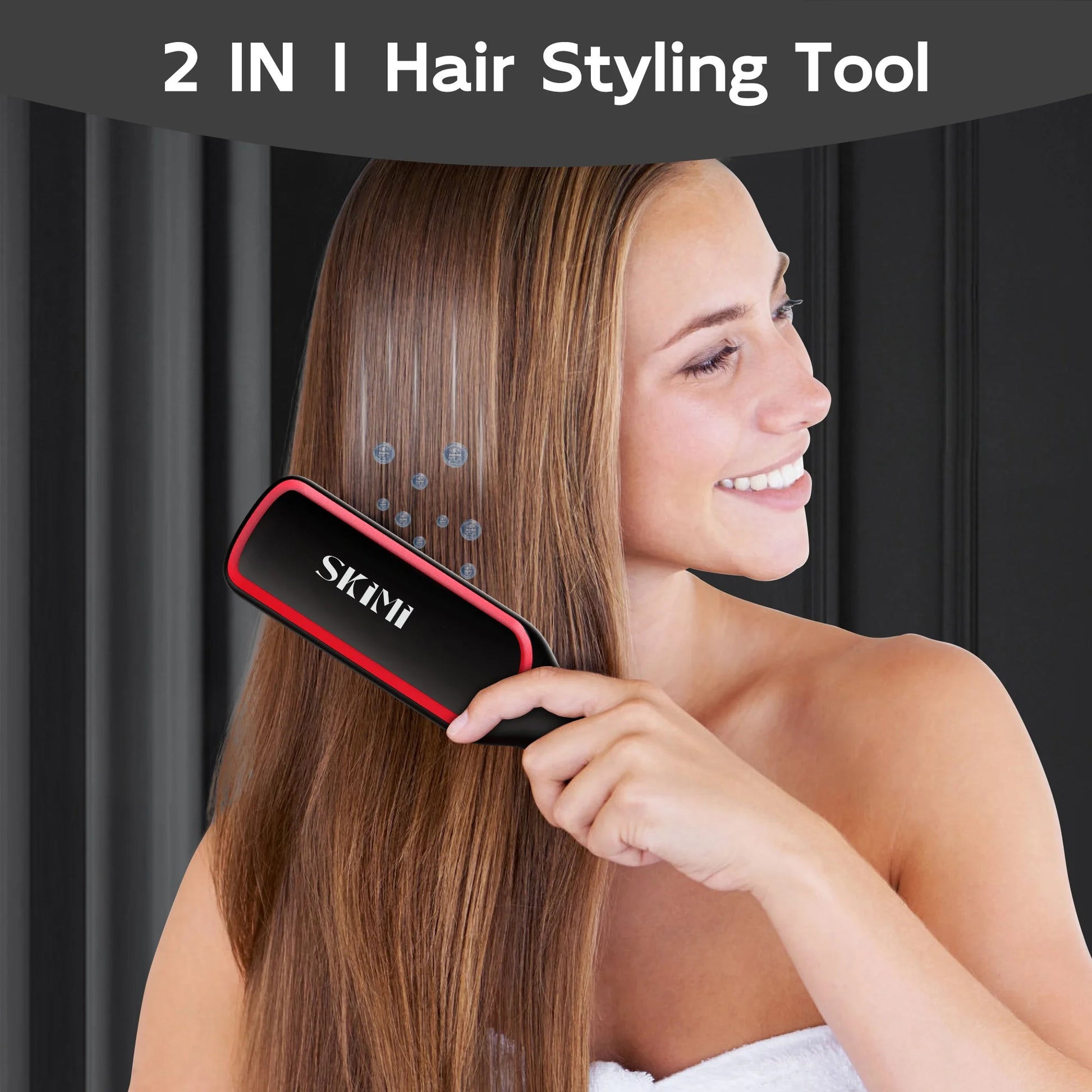 Hair Straightener Brush, Ionic Hair Straightening Brush with LED Display Screen, Plastic