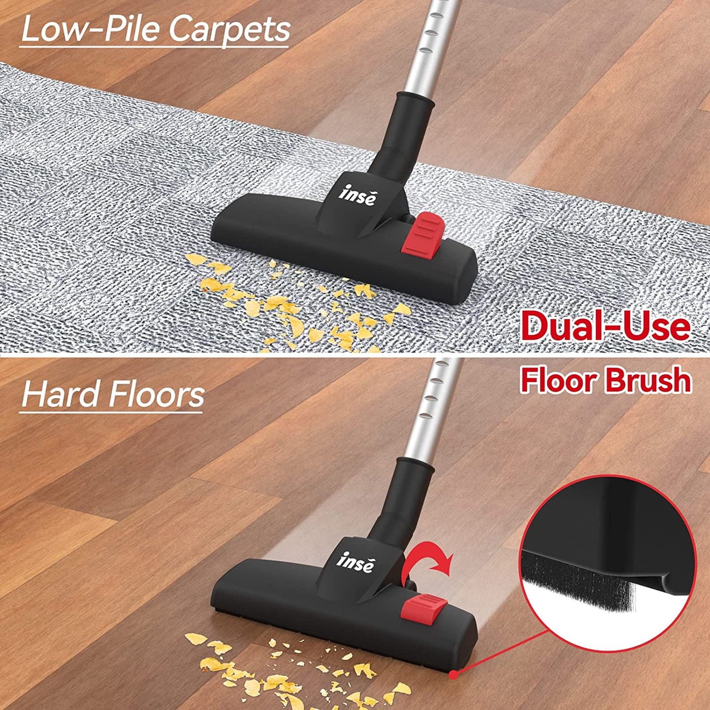 Corded Vacuum Cleaner, 3 in 1 Stick Vacuum with 18Kpa Powerful Suction 600W Motor, Lightweight Handheld Vacuum for Pet Hair Hard Floor Home